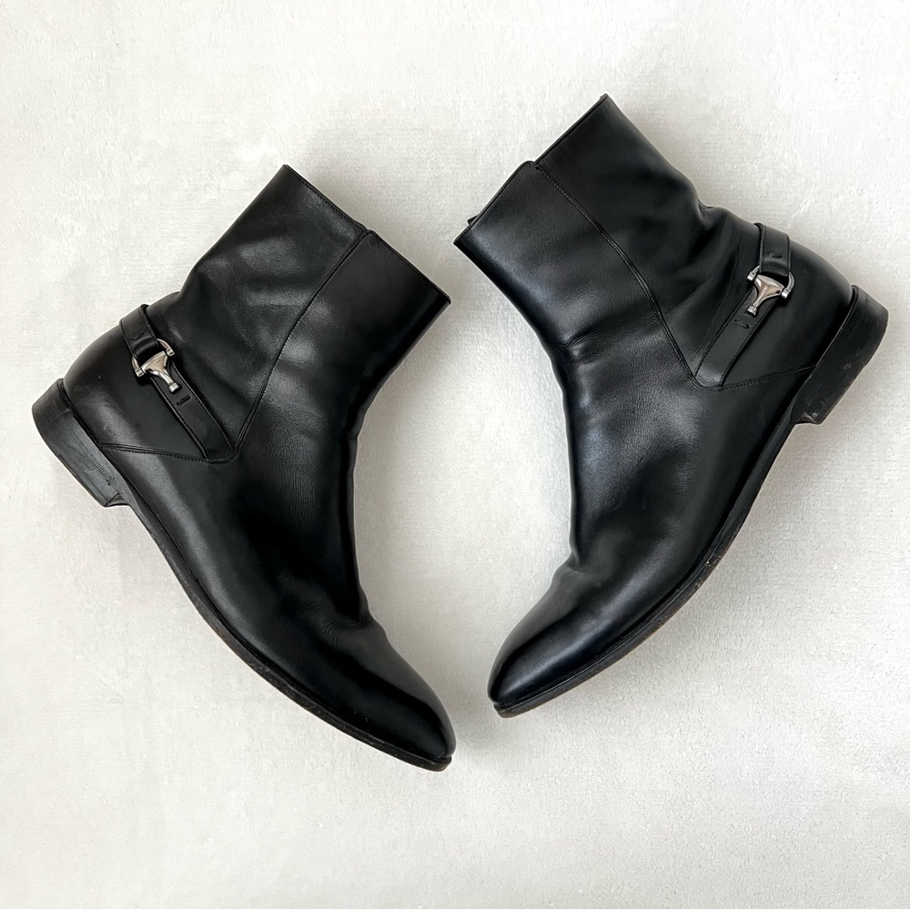 Gucci Mens Hasler Horsebit Accent Leather Boots